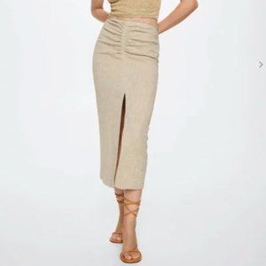 NWT MANGO Linen Pleated Skirt, Size M